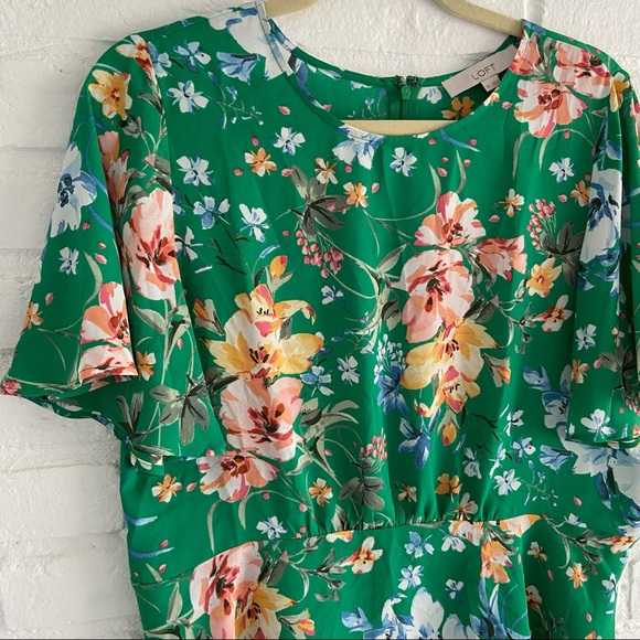 Loft Green Floral Peplum Blouse - Picture 5 of 10